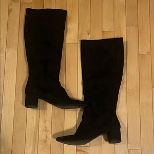J Crew Size 10 Faux Suede Pointy Toe Black Knee-High Women's Boots